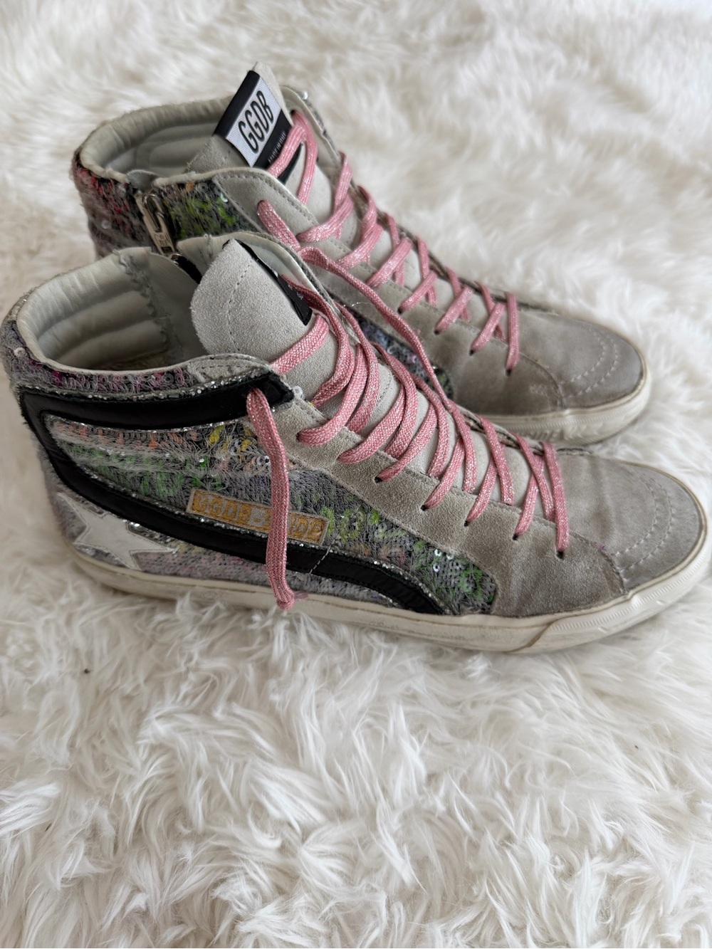 Golden Goose Deluxe Brand GGDB Slide High-Top Sequin Sneakers - EU 39 / US 9